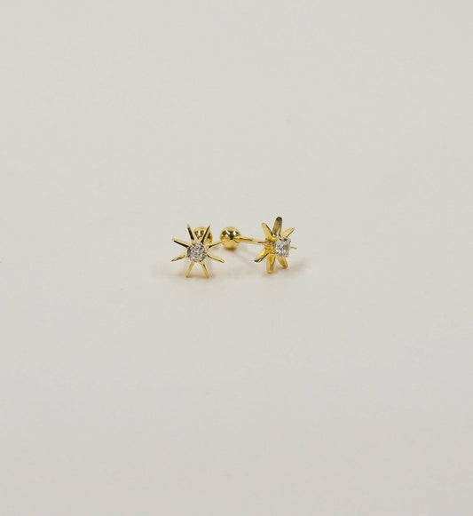 Sun Studs Yellow Gold