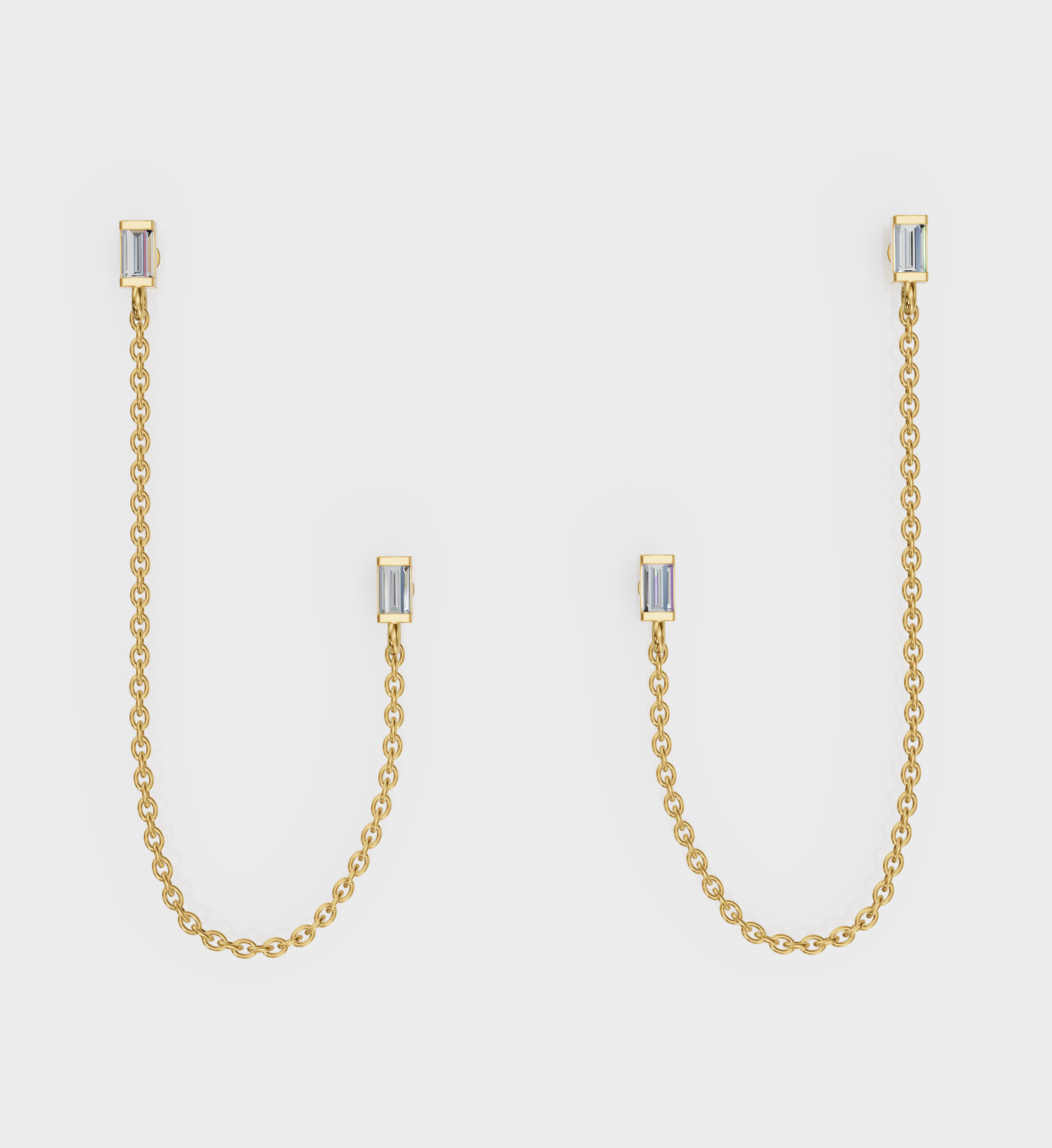 Baguette Chain Earrings-Chains and Threaders-Anushka Jain Jewellery