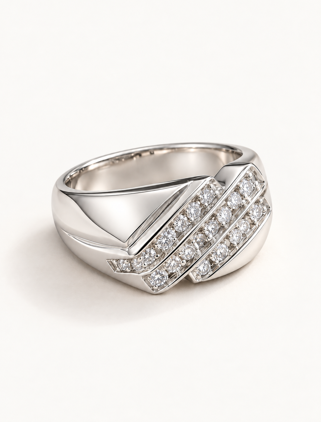 Baguette CZ Crossover Statement Ring