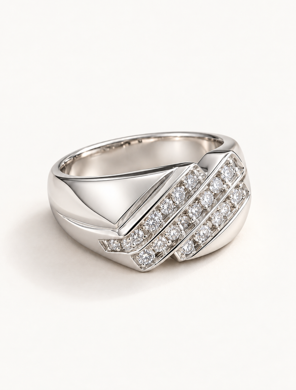 Baguette CZ Crossover Statement Ring