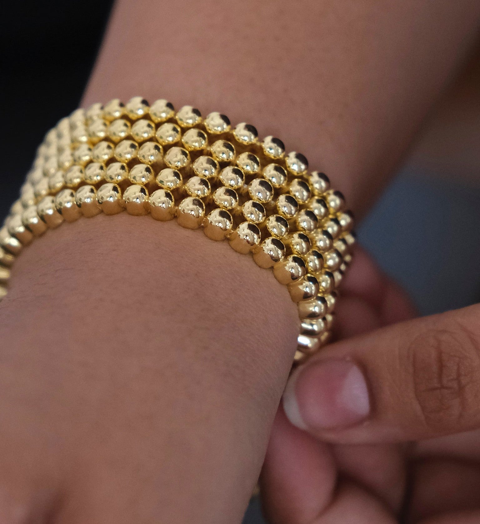 Ball Tennis Bracelet-Bracelets-Gold Vermeil-5-Anushka Jain Jewellery