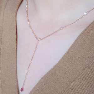 Ruby Duet Lariat Necklace