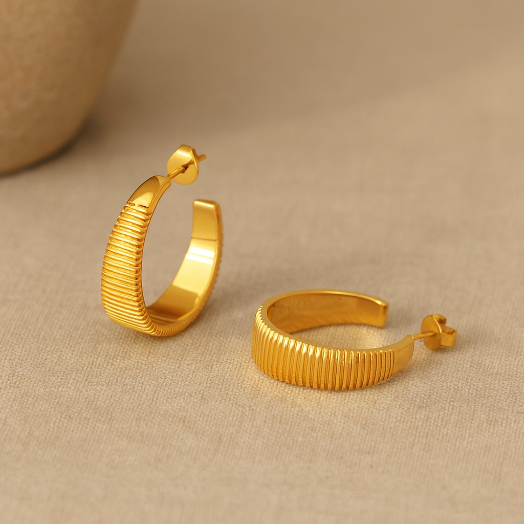Big Lined Hoops-Hoops-Anushka Jain Jewellery