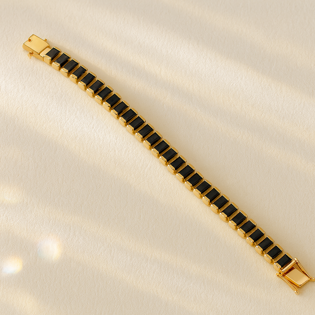 Black Onyx Tennis Bracelet-Bracelets-Anushka Jain Jewellery