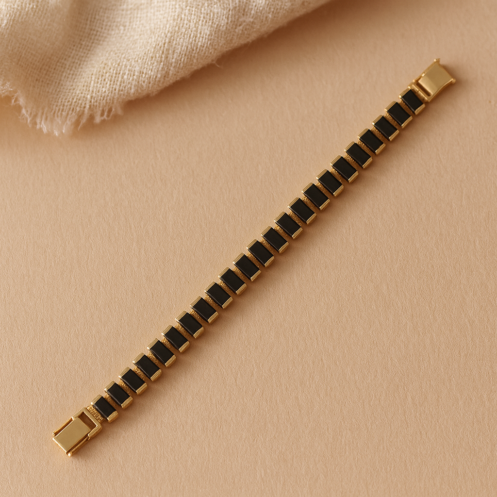 Black Onyx Tennis Bracelet-Bracelets-Anushka Jain Jewellery