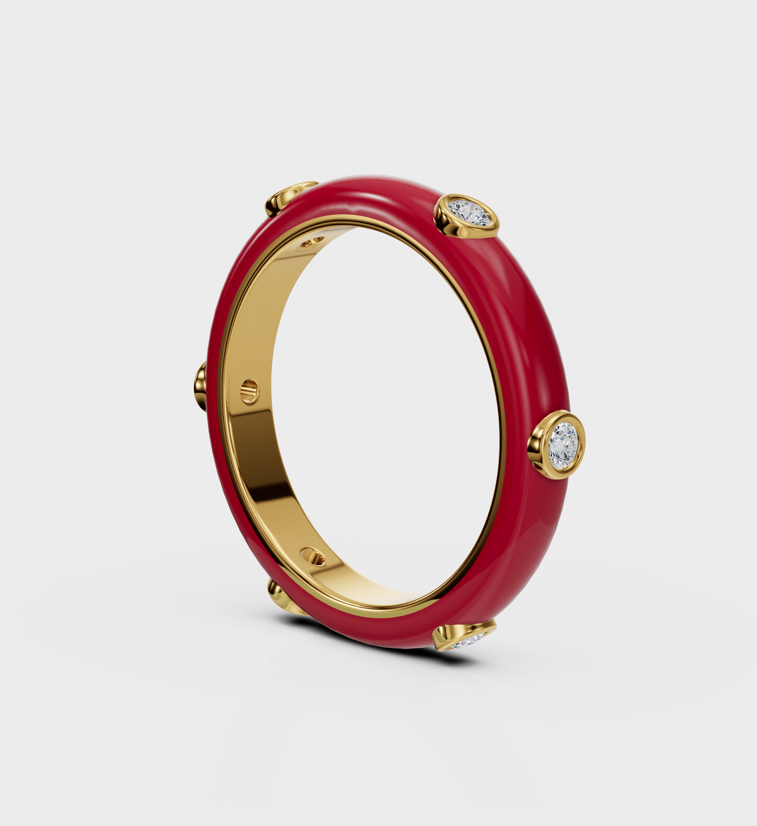 Bloody Red Studded Enamel Ring-Rings-Anushka Jain Jewellery