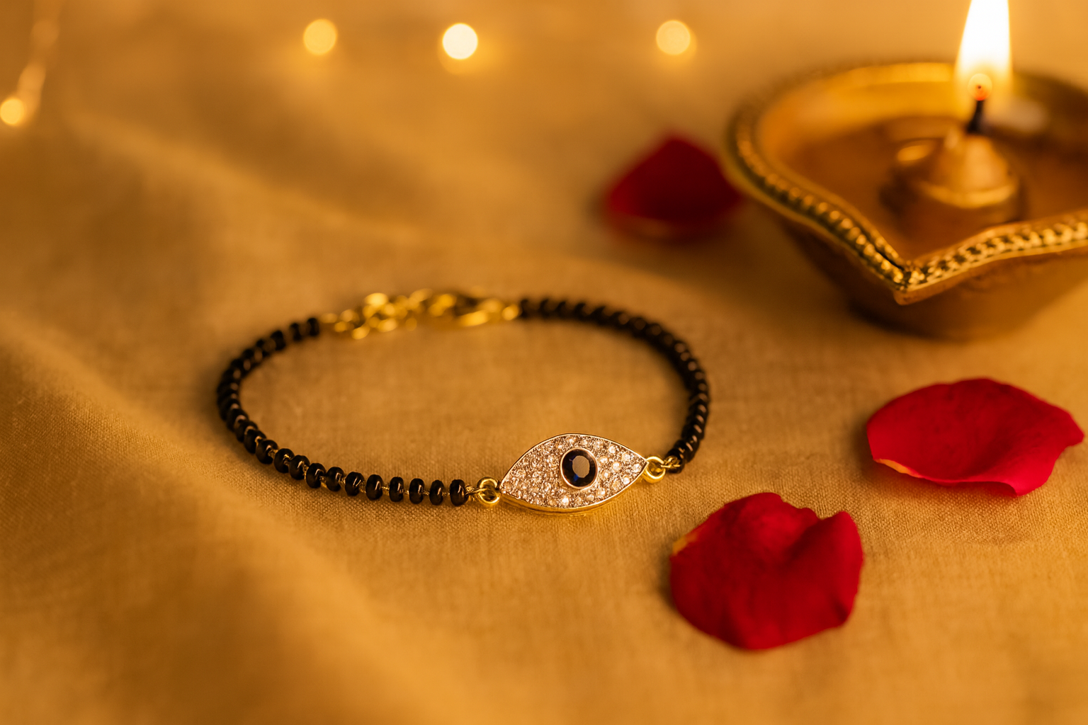 Blue Evil Eye Mangalsutra Bracelet-Anushka Jain Jewellery