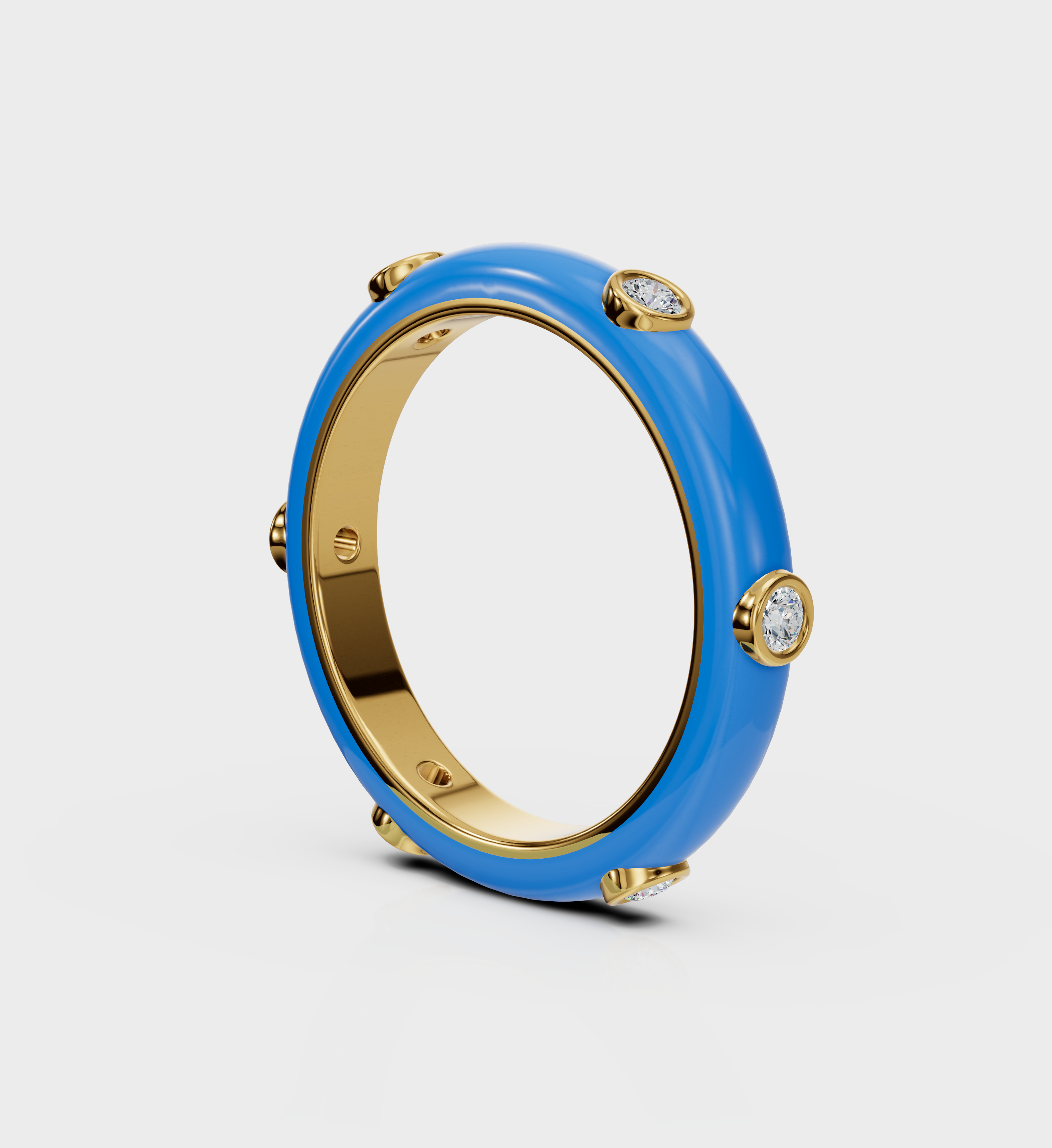 Blue Studded Enamel Ring-Rings-Anushka Jain Jewellery