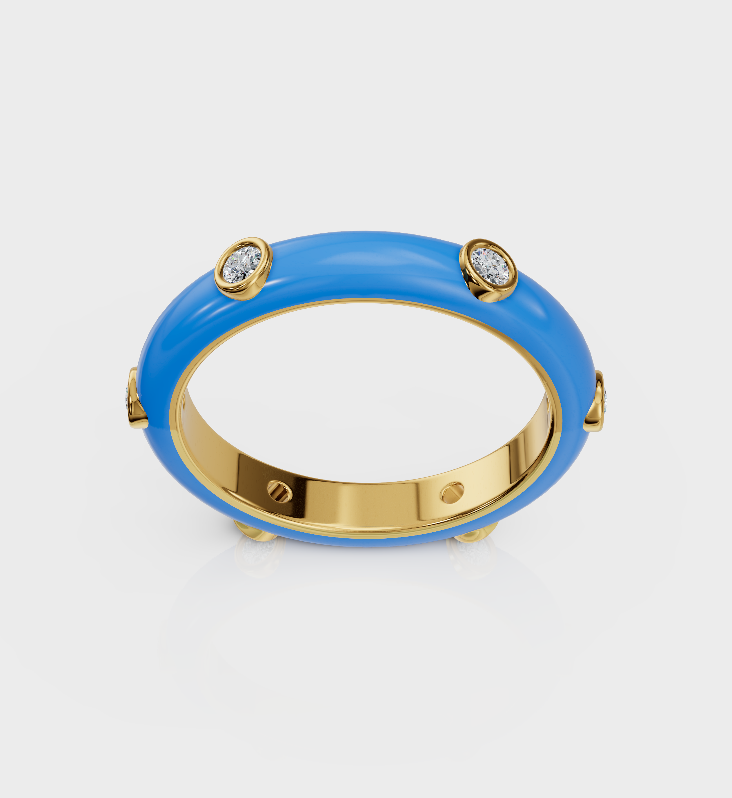 Blue Studded Enamel Ring-Rings-Anushka Jain Jewellery