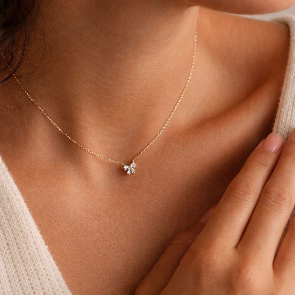 Bow Diamond Necklace-Anushka Jain Jewellery
