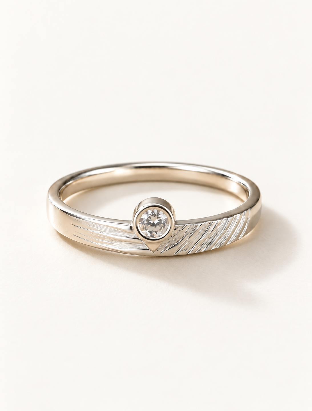 Brushed Bezel Solitaire Ring