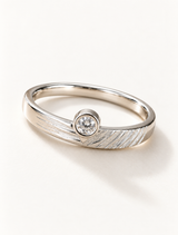 Brushed Bezel Solitaire Ring