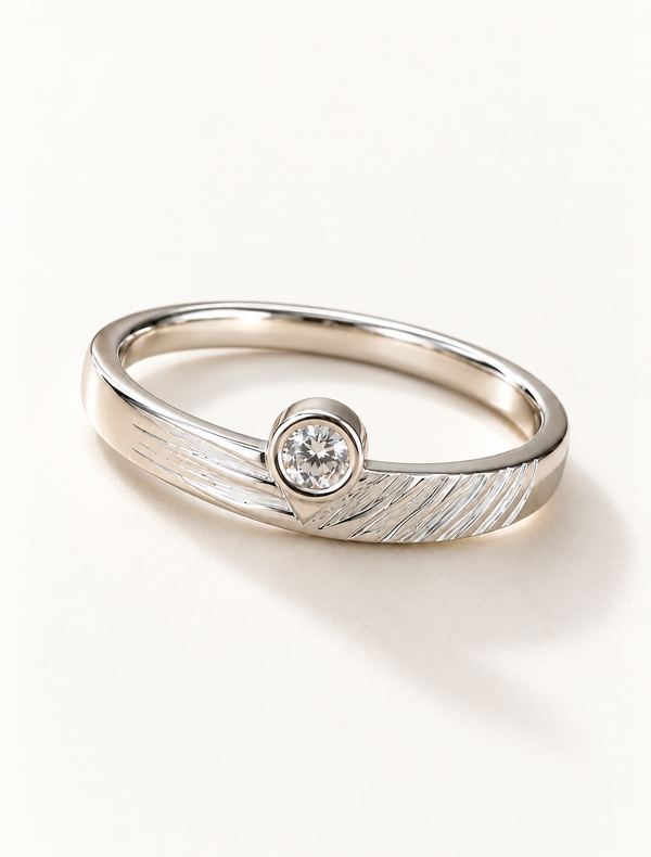 Brushed Bezel Solitaire Ring