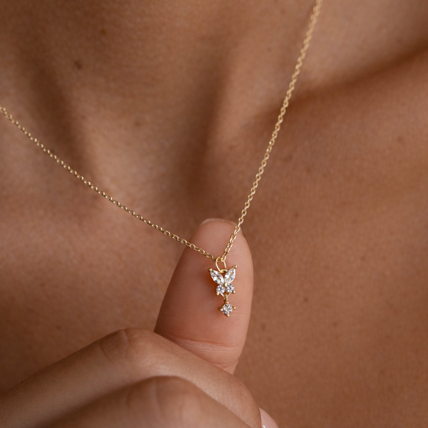 Butterfly Diamond Drop Necklace-Anushka Jain Jewellery