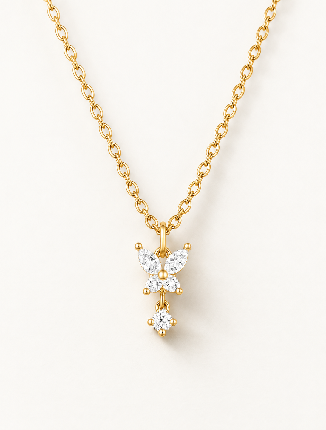 Butterfly Diamond Drop Necklace