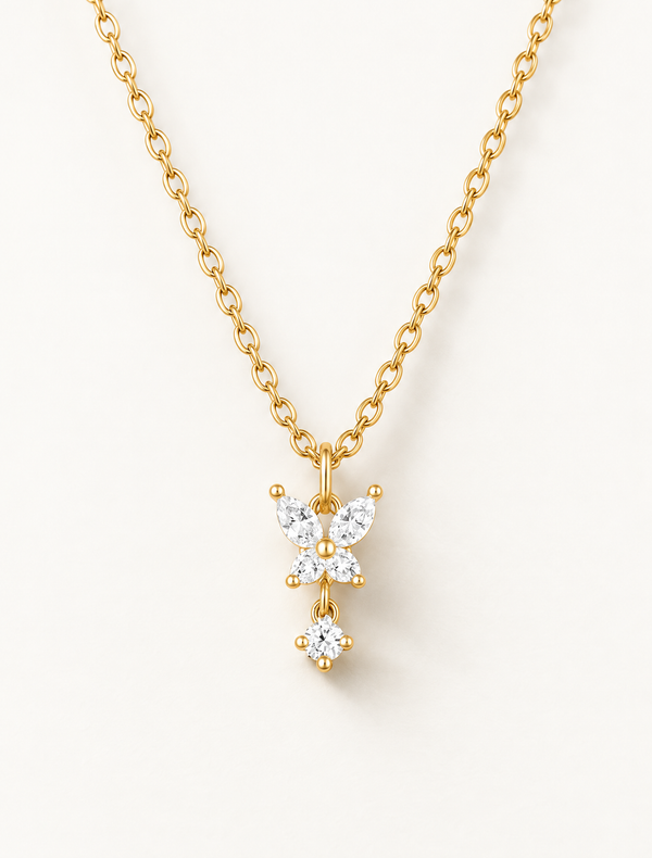 Butterfly Diamond Drop Necklace