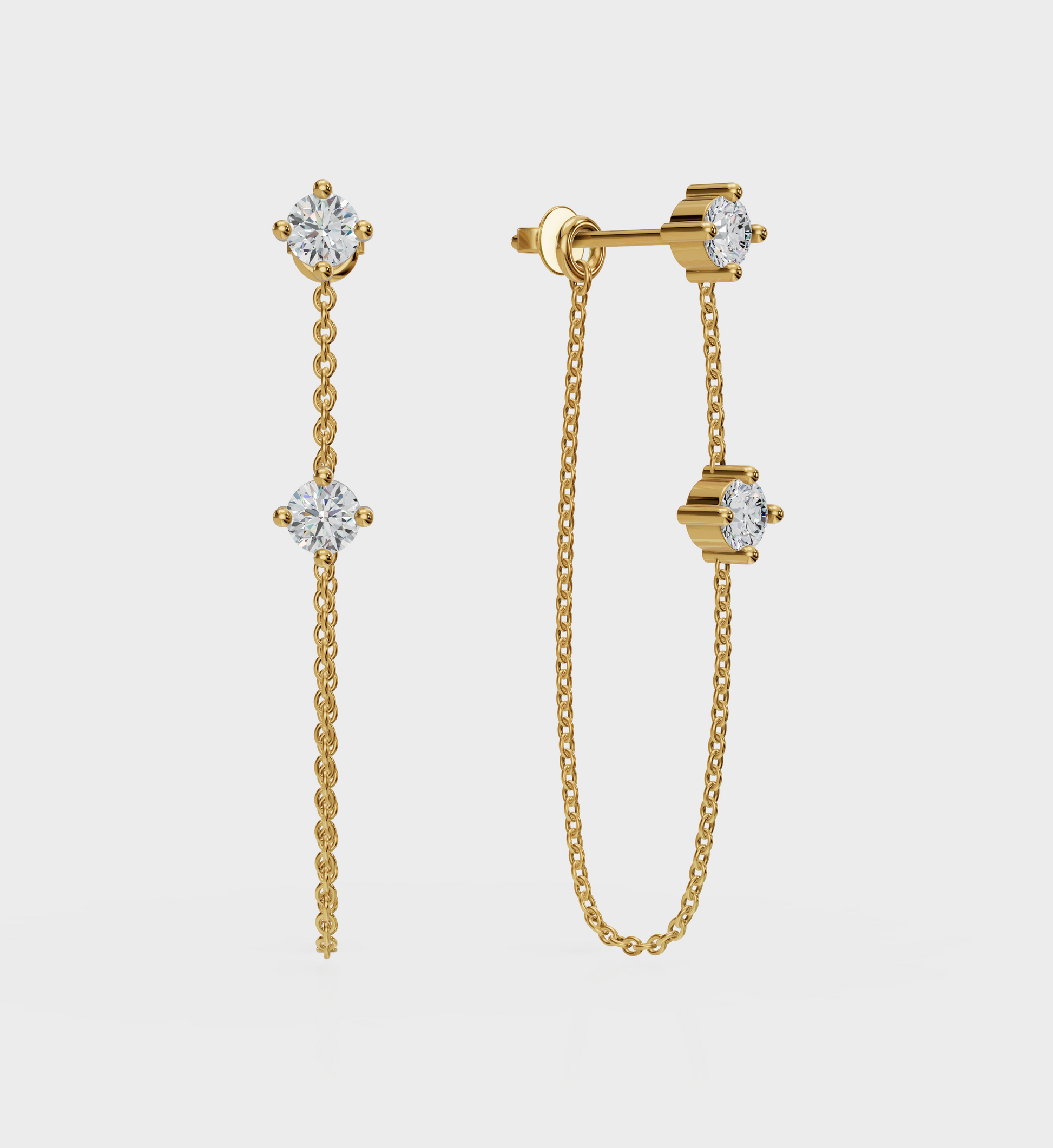 Double Stud Chain Earrings