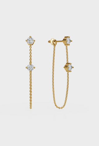 Double Stud Chain Earrings