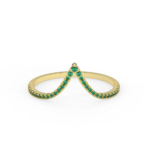 V Shape Emerald Ring