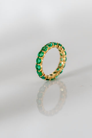 Emerald Circle Eternity Ring Yellow Gold