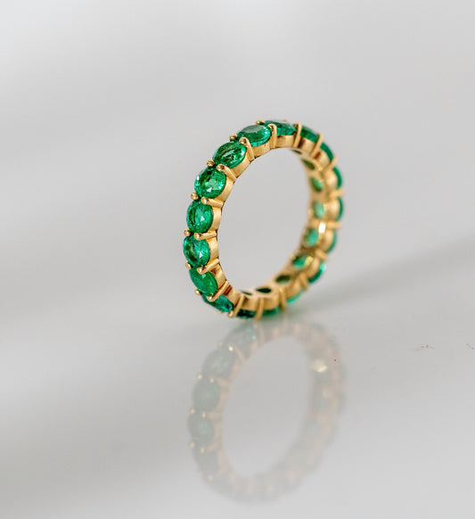 Emerald Circle Eternity Ring Yellow Gold