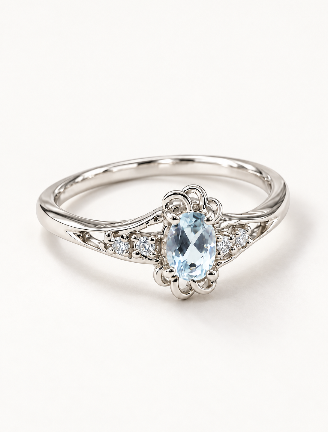 Celeste Oval Halo Ring