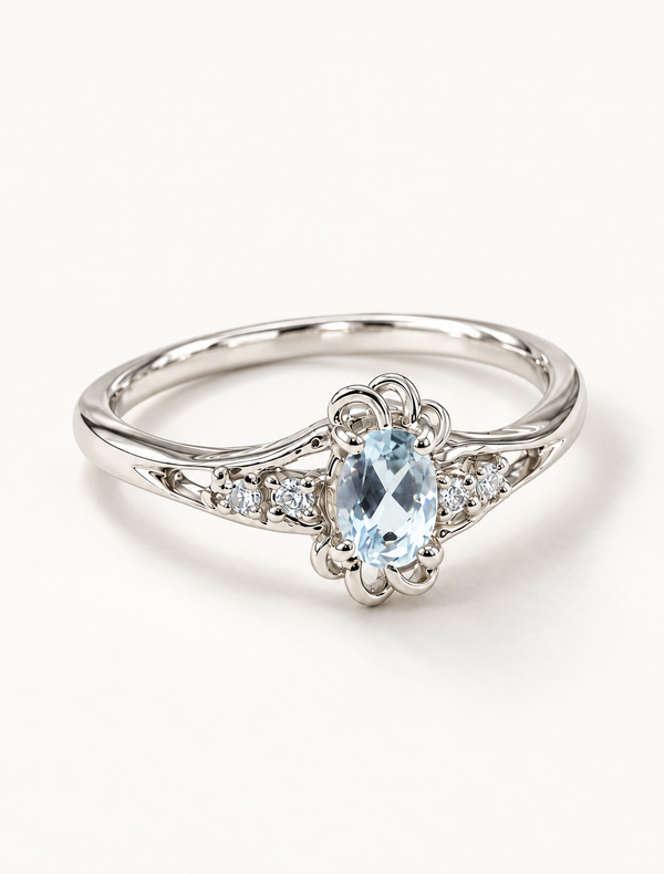 Celeste Oval Halo Ring