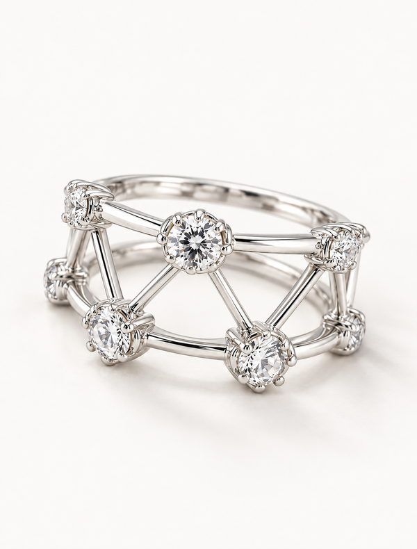 Celestial Geometry CZ Ring
