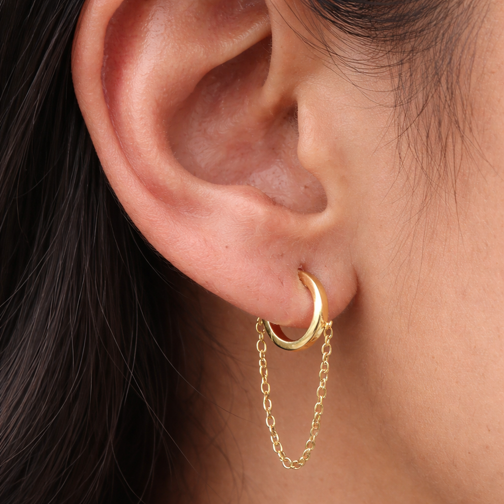 Chained Small Huggie-Chains and Threaders-Anushka Jain Jewellery