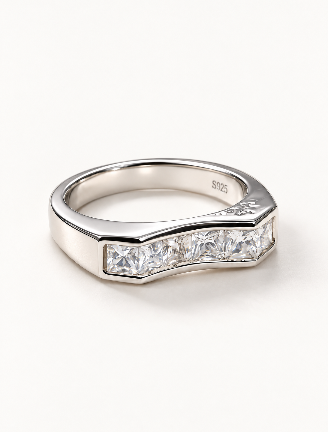 Channel Set Princess Cut Band Ring