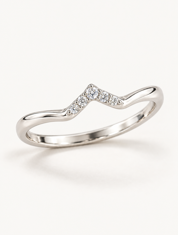 Chevron CZ Wishbone Ring