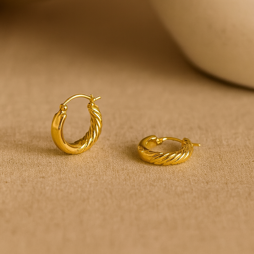 Chunky Half Twist Hoops Earring-Hoops-Anushka Jain Jewellery