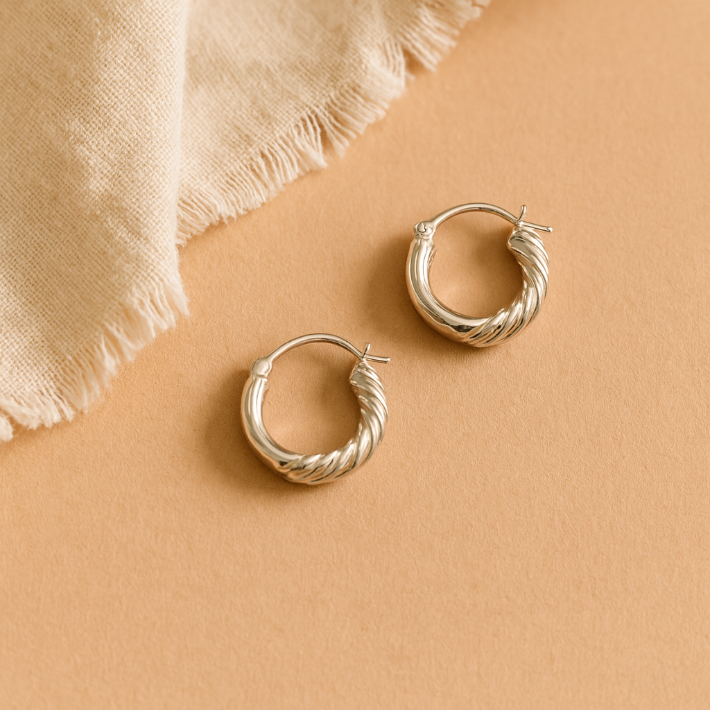 Chunky Half Twist Hoops Earring-Hoops-Anushka Jain Jewellery