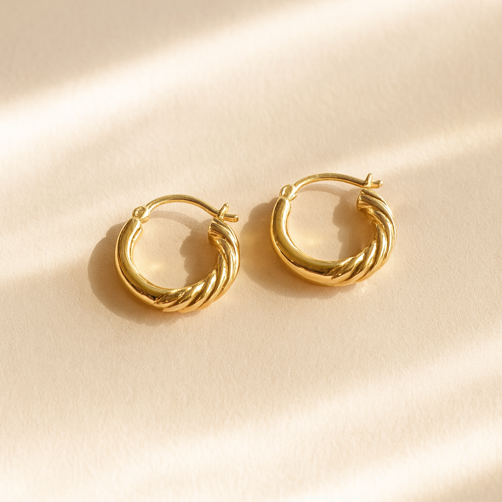 Chunky Half Twist Hoops Earring-Hoops-Anushka Jain Jewellery