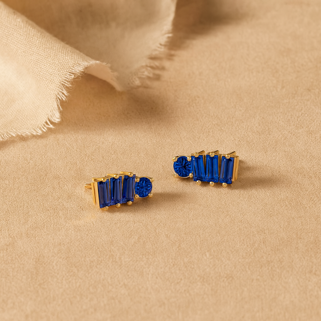 Cobalt Line Studs-Studs-Anushka Jain Jewellery