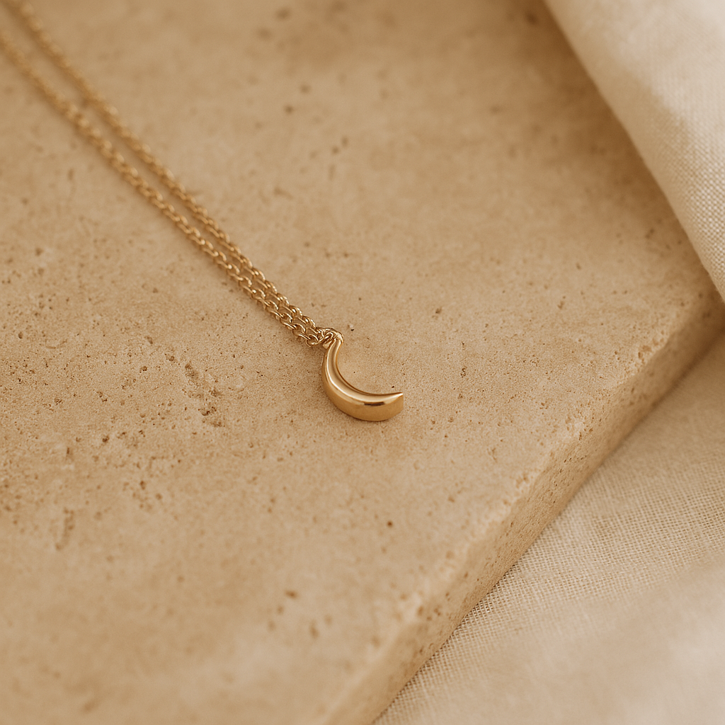 Crescent Moon Necklace-Pendants-Gold Vermeil-Anushka Jain Jewellery