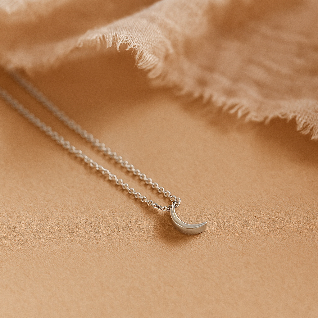Crescent Moon Necklace-Pendants-Silver-Anushka Jain Jewellery