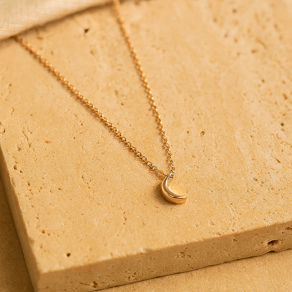 Crescent Moon Necklace-Pendants-Anushka Jain Jewellery