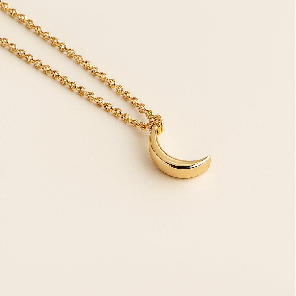 Crescent Moon Necklace-Pendants-Anushka Jain Jewellery