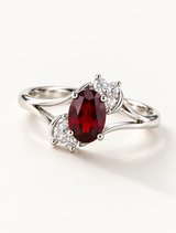 Crimson Blossom Garnet Ring