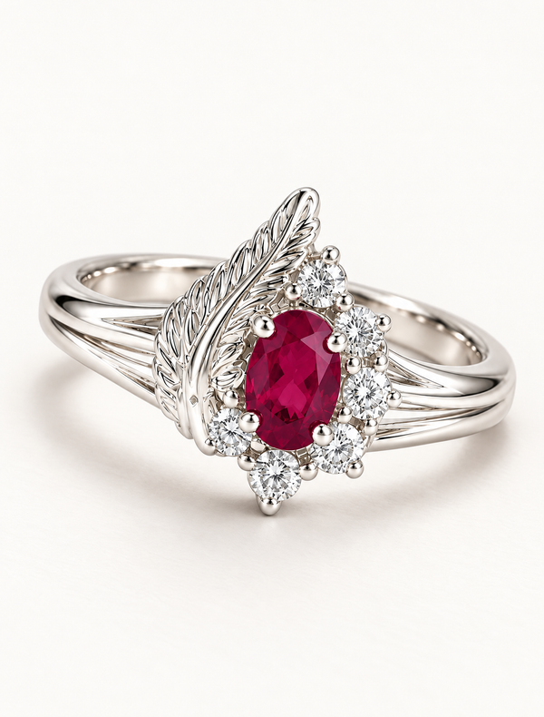 Crimson Feather Ring