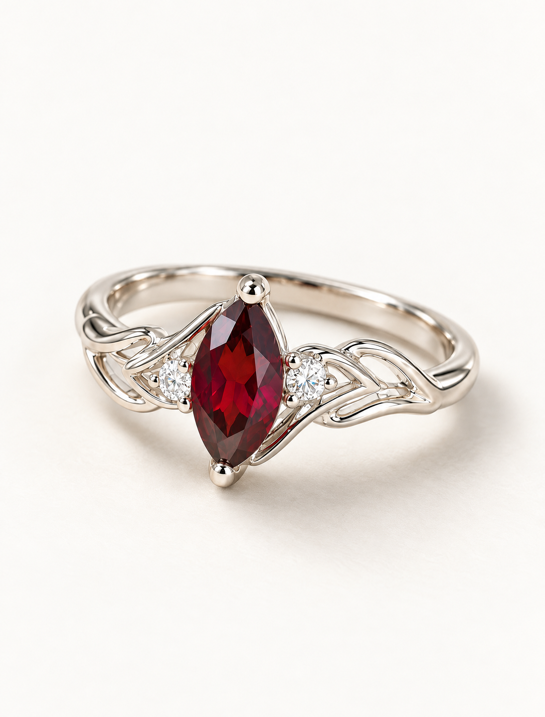 Crimson Vine Garnet Ring