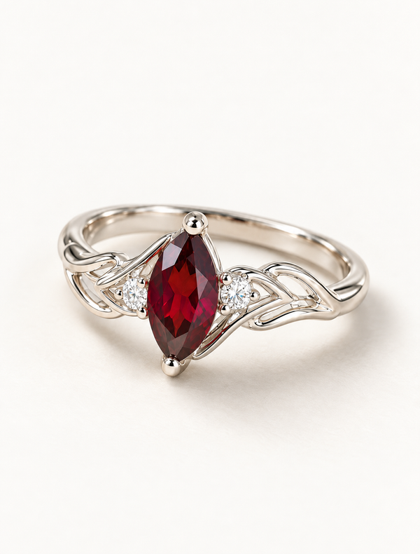 Crimson Vine Garnet Ring