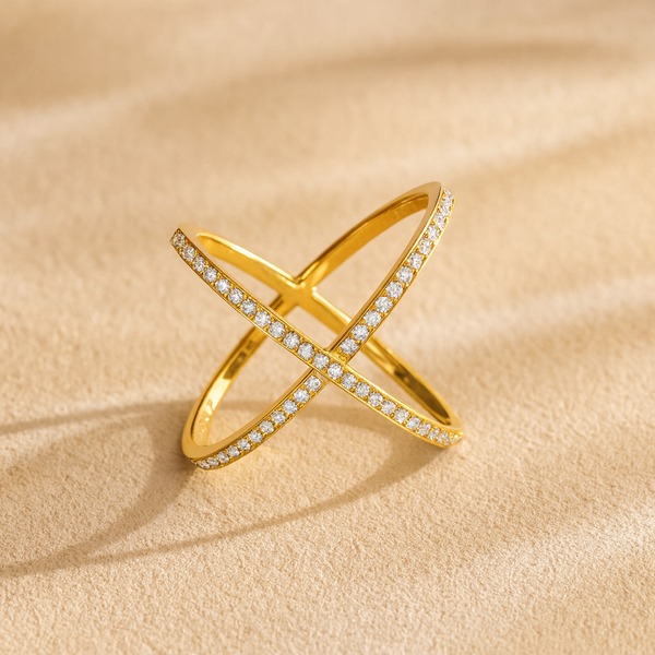 Criss Cross Diamond Ring-Rings-Anushka Jain Jewellery