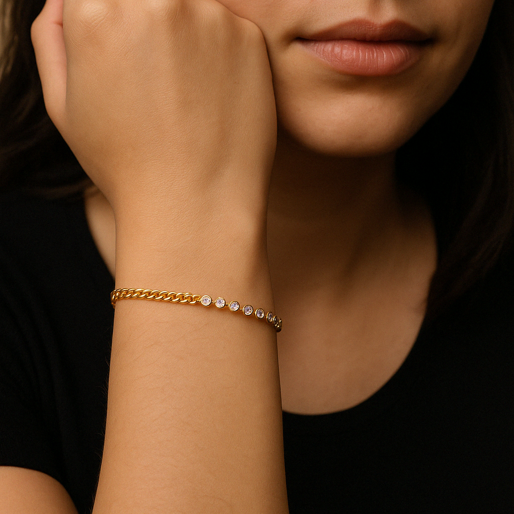 Curb Diamond Tennis Bracelet-Bracelets-Anushka Jain Jewellery