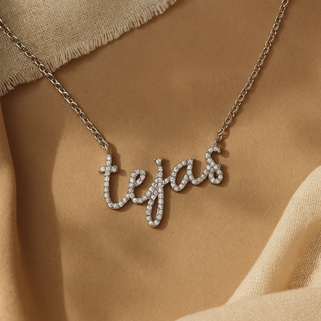 Cursive Diamond Necklace-Necklaces-Silver-Anushka Jain Jewellery