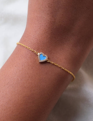 Diamond Colored Heart Bracelet