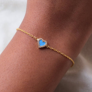 Diamond Colored Heart Bracelet