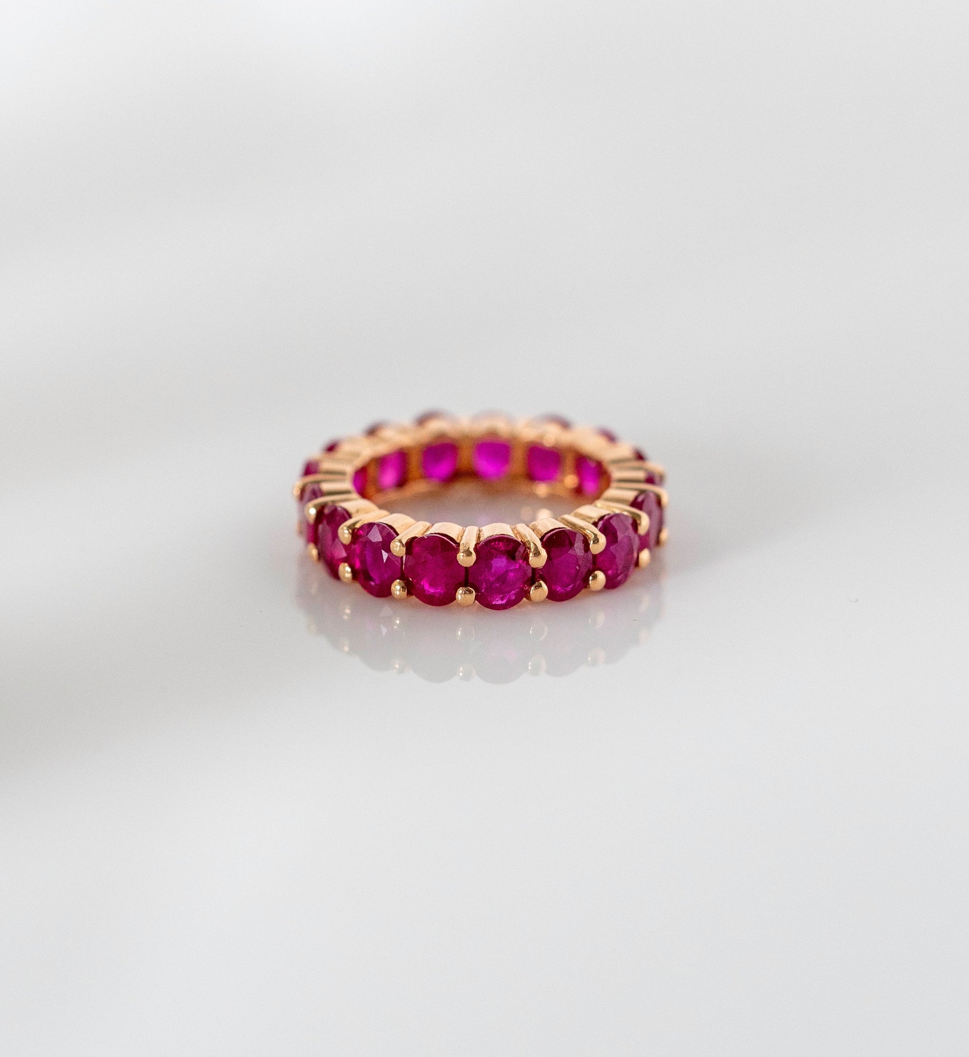 Ruby Oval Eternity Ring Yellow Gold