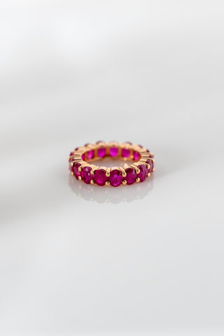 Ruby Oval Eternity Ring Yellow Gold